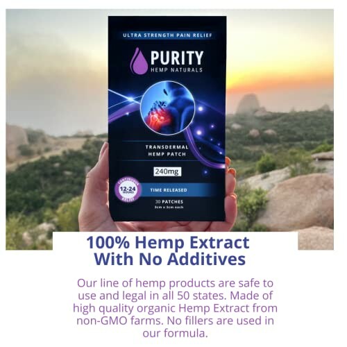 Purity Hemp Naturals transdermal hemp patch packaging.